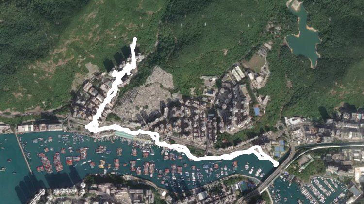 香港仔海濱公園 walking route map in 南區，香港