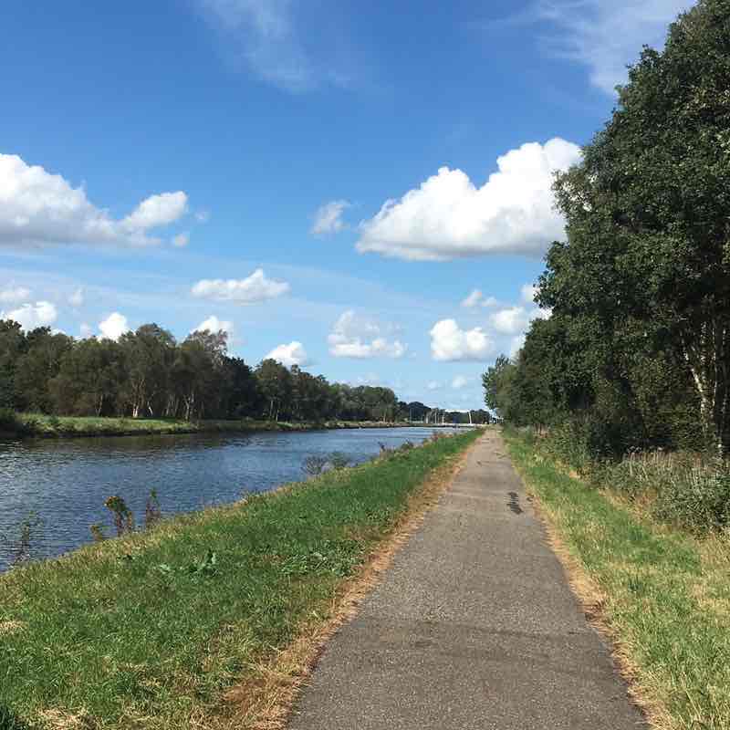 Canal lakeside walking route map in Haren