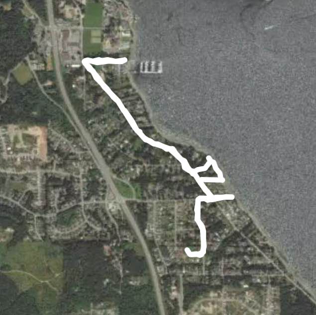 Mill bay seashore trail walking route map in North Saanich