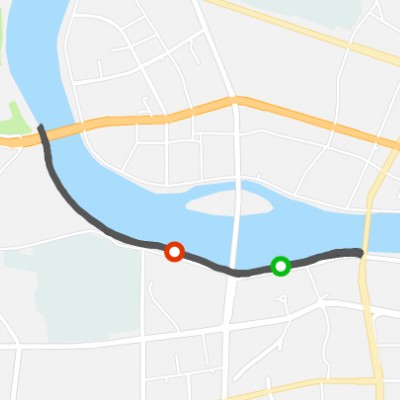 Feilong Bridge along the river walking route map in Gan Zhou Shi